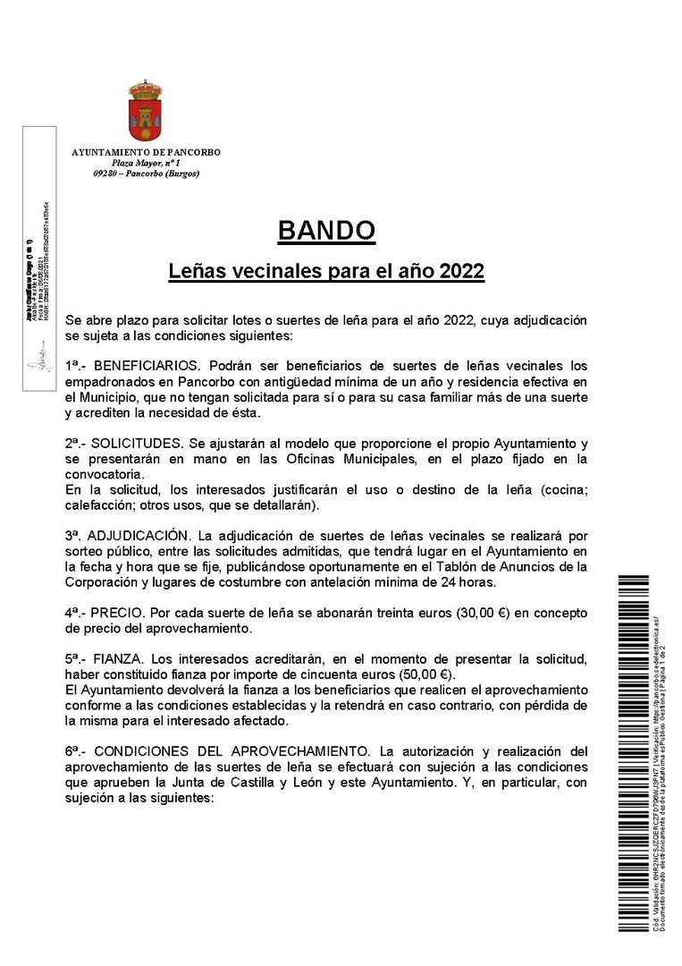 Bando leñas vecinales 2022