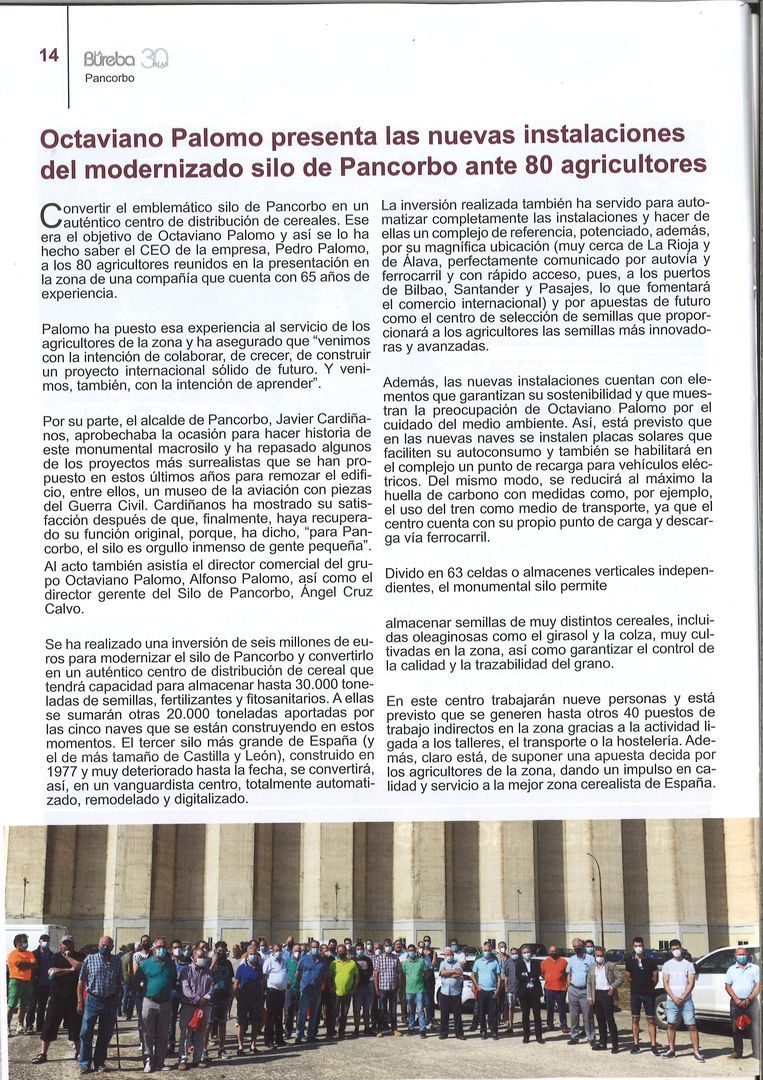 Octaviano Palomo presenta las nuevas instalaciones de modernizado silo de Pancorbo ante 80 agricultores